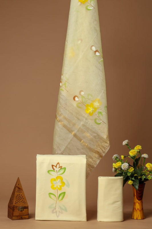 PRIMIUM JAIPURI COTTON SUIT WITH ORGANZA SILK DUPPATA (COS37)