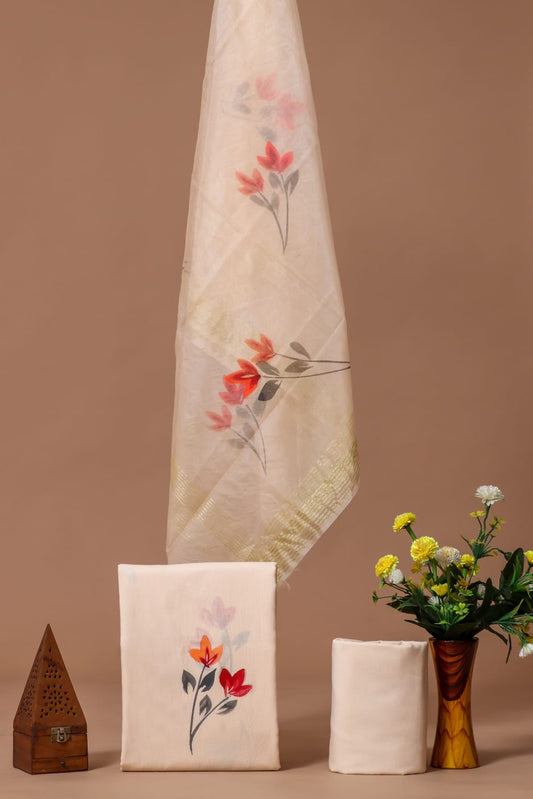 PRIMIUM JAIPURI COTTON SUIT WITH ORGANZA SILK DUPPATA (COS39)