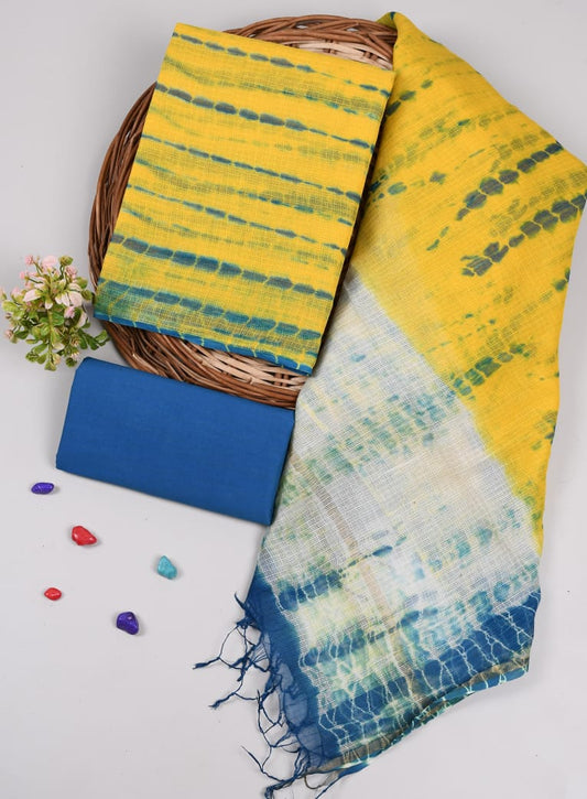 HAND BLOCK PRINTED KOTA DORIYA SUIT WITH KOTA DORIYA DUPPATA (FKS23)