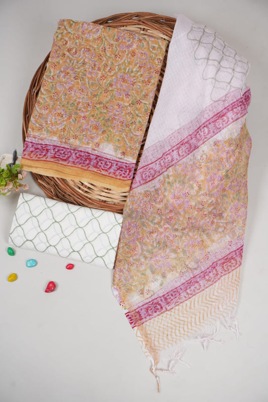 HAND BLOCK PRINTED KOTA DORIYA SUIT WITH KOTA DORIYA DUPPATA (FKS37)