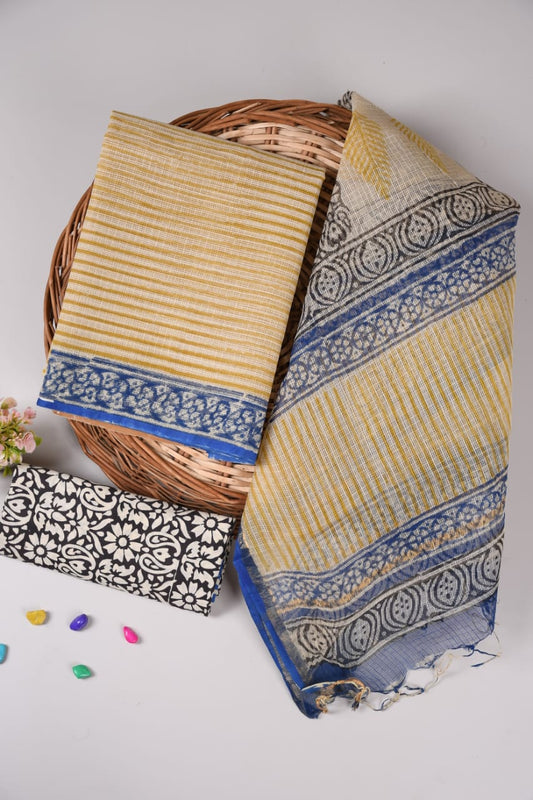 HAND BLOCK PRINTED KOTA DORIYA SUIT WITH KOTA DORIYA DUPPATA (FKS39)