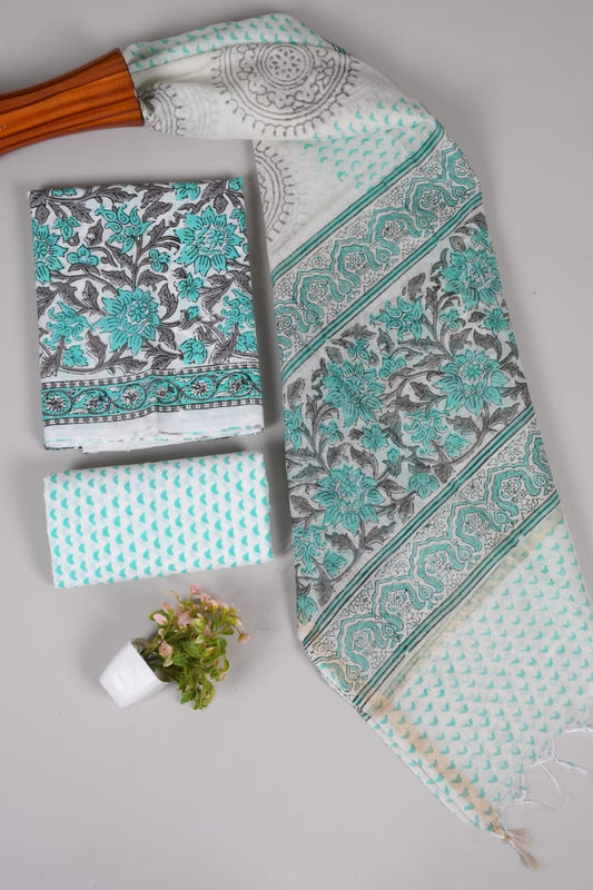 JAIPUR COTTON SUIT WITH CHANDERI DUPPATA (CSS7)