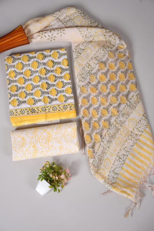 JAIPUR COTTON SUIT WITH CHANDERI DUPPATA (CSS38)