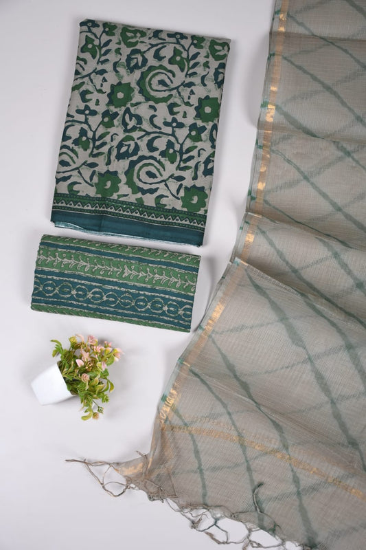 JAIPURI BLOCK PRINTED COTTON SUIT WITH KOTA DUPPATA (CKS16)