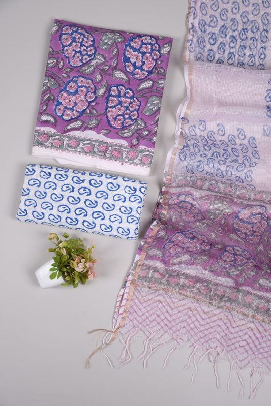 JAIPURI BLOCK PRINTED COTTON SUIT WITH KOTA DUPPATA (CKS21)