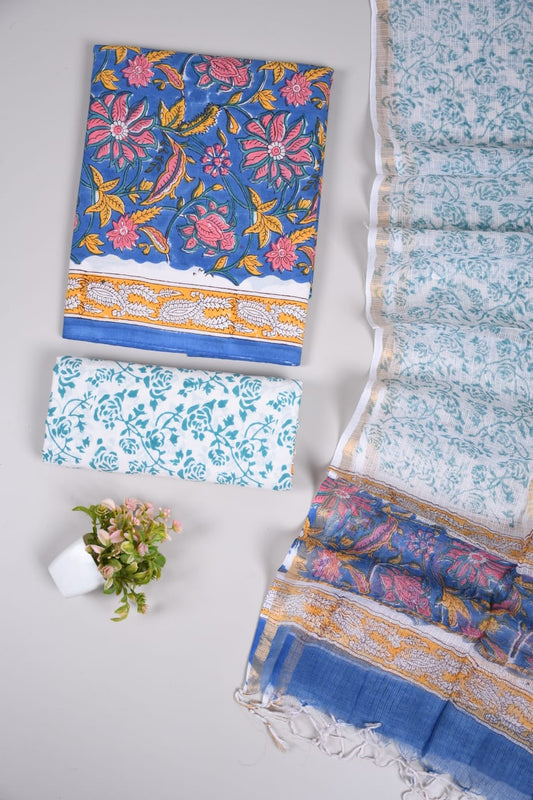 JAIPURI BLOCK PRINTED COTTON SUIT WITH KOTA DUPPATA (CKS31)