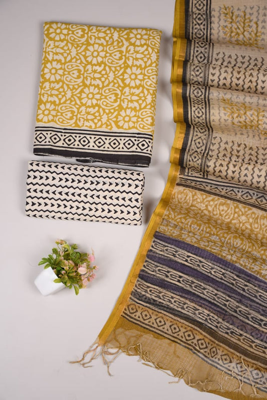JAIPURI BLOCK PRINTED COTTON SUIT WITH KOTA DUPPATA (CKS36)