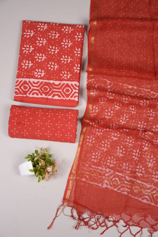 JAIPURI BLOCK PRINTED COTTON SUIT WITH KOTA DUPPATA (CKS37)