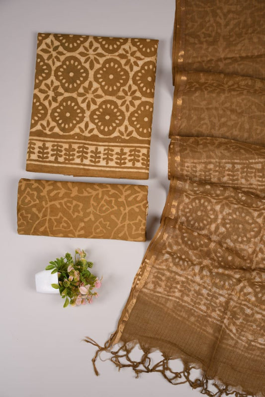 JAIPURI BLOCK PRINTED COTTON SUIT WITH KOTA DUPPATA (CKS39)