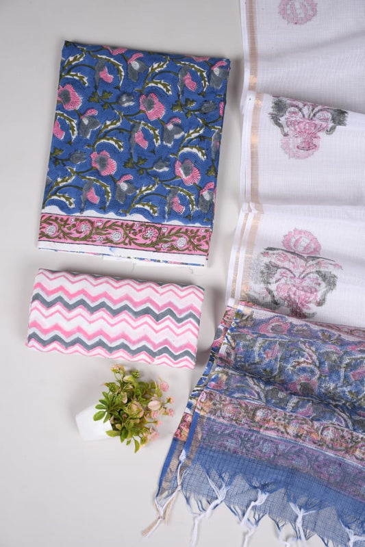 JAIPURI BLOCK PRINTED COTTON SUIT WITH KOTA DUPPATA (CKS41)