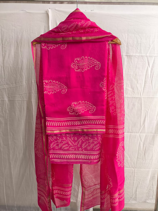Jaipuri Block Printed Chanderi Silk Suits (CIN5)