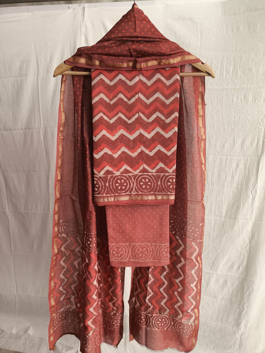 Jaipuri Block Printed Chanderi Silk Suits (CIN9)