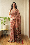 Bagru Hand Block Printed Chanderi Silk Saree with Blouse (CSS27)