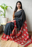 Jaipuri Hand Block Bagru Printed Maheshwari Silk Saree With Blouse (MSS46)