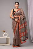 Jaipuri Hand Block Bagru Printed Maheshwari Silk Saree With Blouse (MSS61)