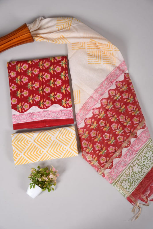 JAIPUR COTTON SUIT WITH CHANDERI DUPPATA (CSS31)