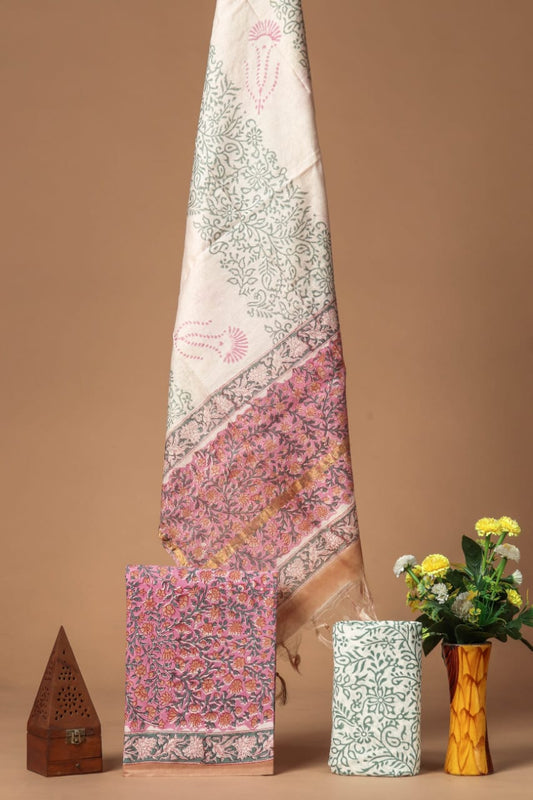 JAIPUR COTTON SUIT WITH CHANDERI DUPPATA (CSS32)