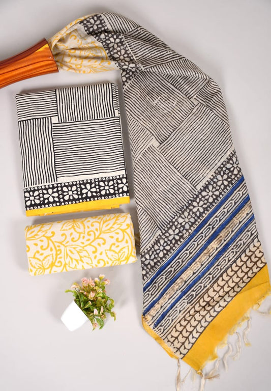 JAIPUR COTTON SUIT WITH CHANDERI DUPPATA (CSS34)