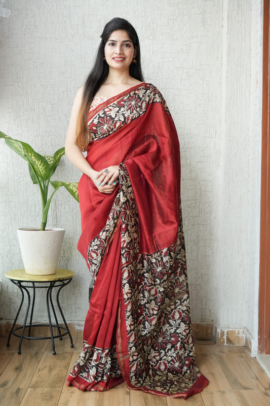 Bagru Hand Block Printed Chanderi Silk Saree with Blouse (CSS16)