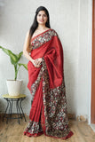 Bagru Hand Block Printed Chanderi Silk Saree with Blouse (CSS16)
