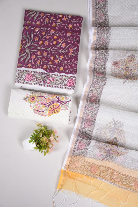 JAIPURI BLOCK PRINTED COTTON SUIT WITH KOTA DUPPATA (CKS19)