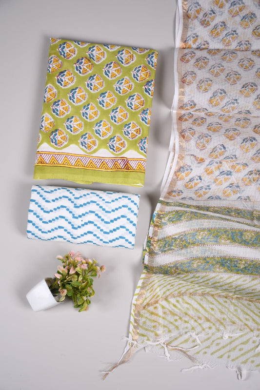 JAIPURI BLOCK PRINTED COTTON SUIT WITH KOTA DUPPATA (CKS25)