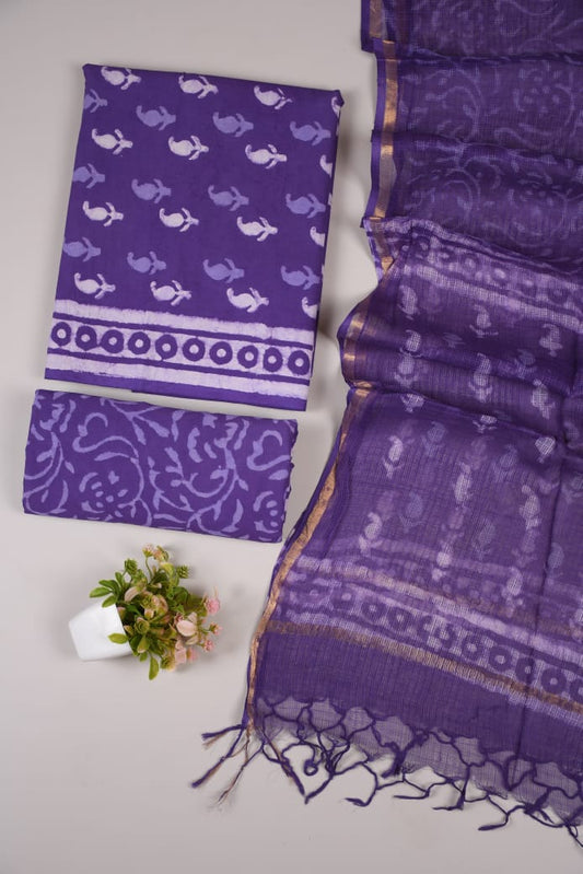 JAIPURI BLOCK PRINTED COTTON SUIT WITH KOTA DUPPATA (CKS33)