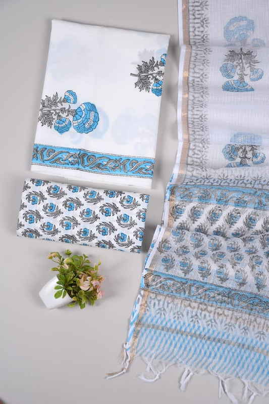 JAIPURI BLOCK PRINTED COTTON SUIT WITH KOTA DUPPATA (CKS42)