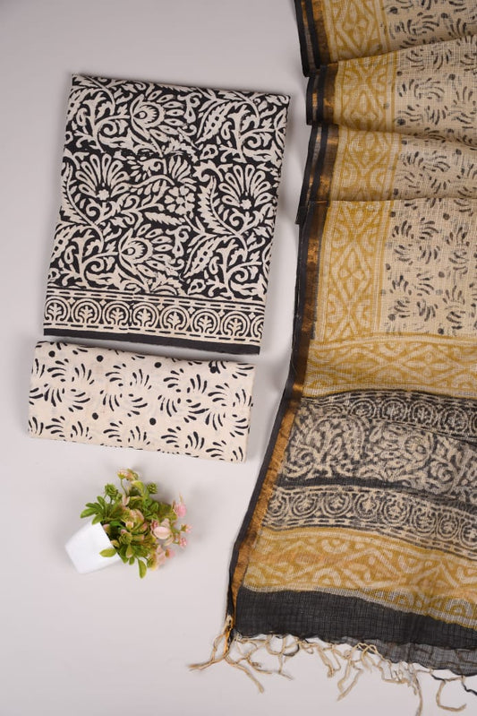 JAIPURI BLOCK PRINTED COTTON SUIT WITH KOTA DUPPATA (CKS43)