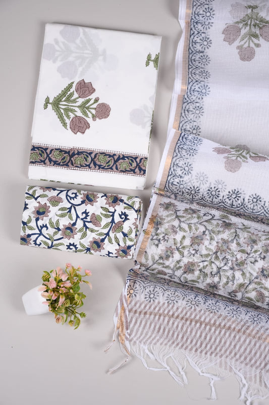 JAIPURI BLOCK PRINTED COTTON SUIT WITH KOTA DUPPATA (CKS44)
