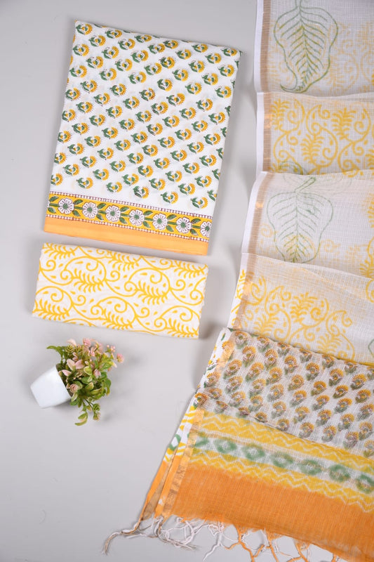 JAIPURI BLOCK PRINTED COTTON SUIT WITH KOTA DUPPATA (CKS45)