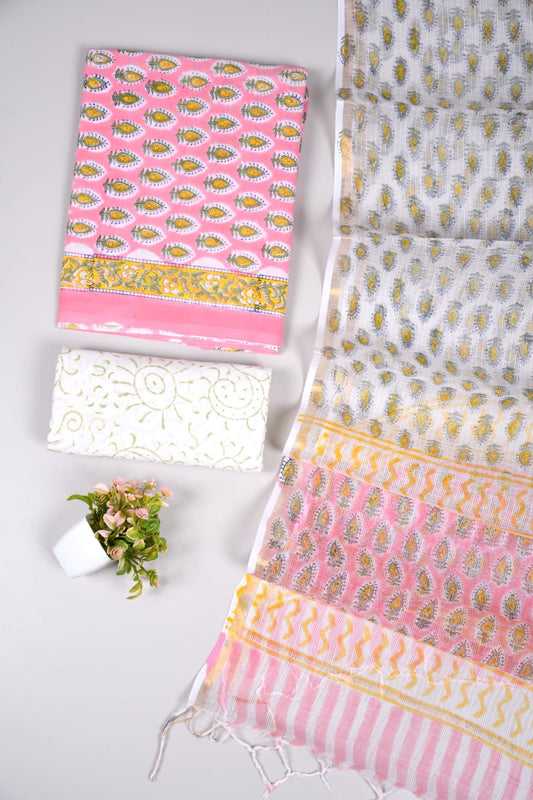 JAIPURI BLOCK PRINTED COTTON SUIT WITH KOTA DUPPATA (CKS46)