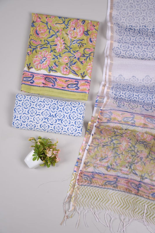 JAIPURI BLOCK PRINTED COTTON SUIT WITH KOTA DUPPATA (CKS47)