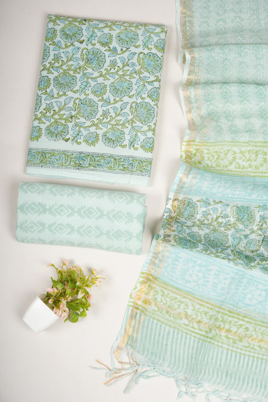 JAIPURI BLOCK PRINTED COTTON SUIT WITH KOTA DUPPATA (CKS50)