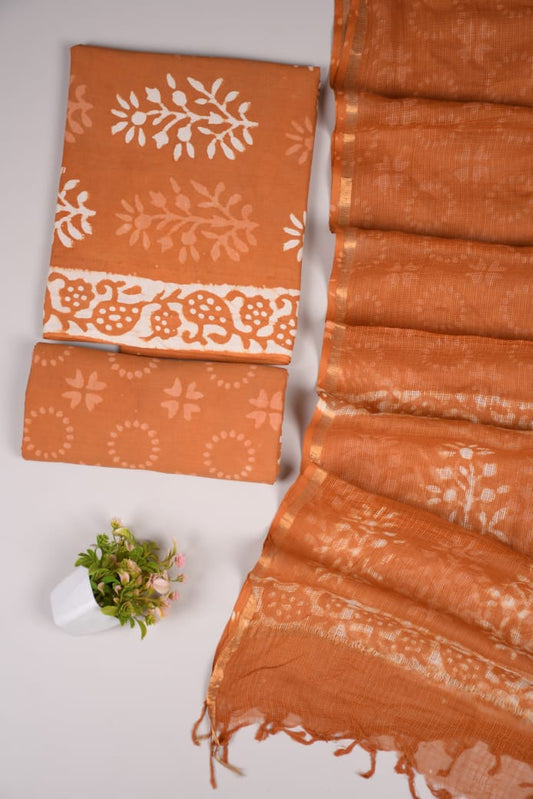 JAIPURI BLOCK PRINTED COTTON SUIT WITH KOTA DUPPATA (CKS51)