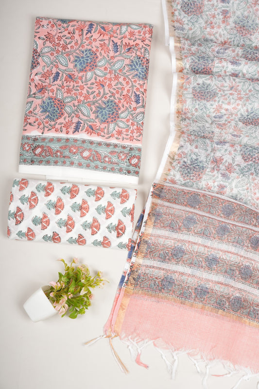 JAIPURI BLOCK PRINTED COTTON SUIT WITH KOTA DUPPATA (CKS53)