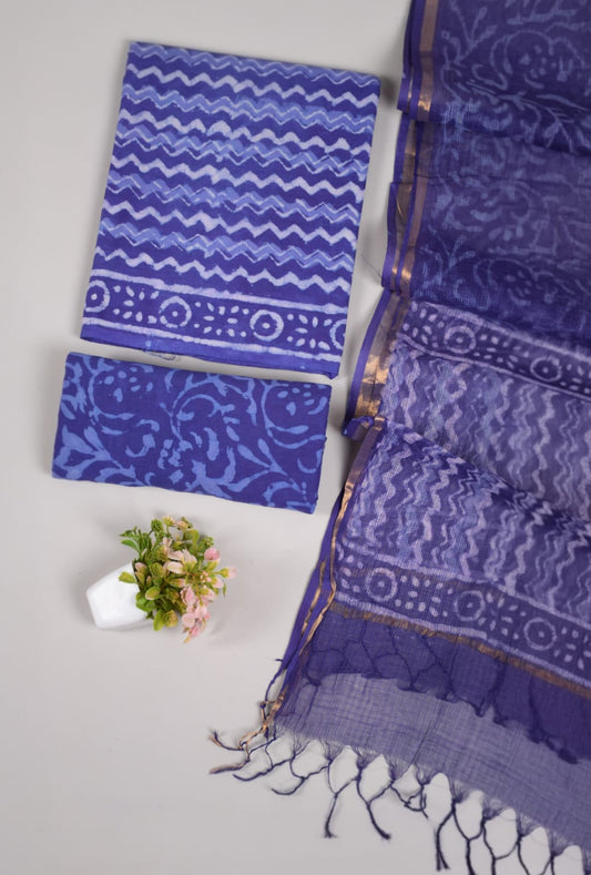 JAIPURI BLOCK PRINTED COTTON SUIT WITH KOTA DUPPATA (CKS54)