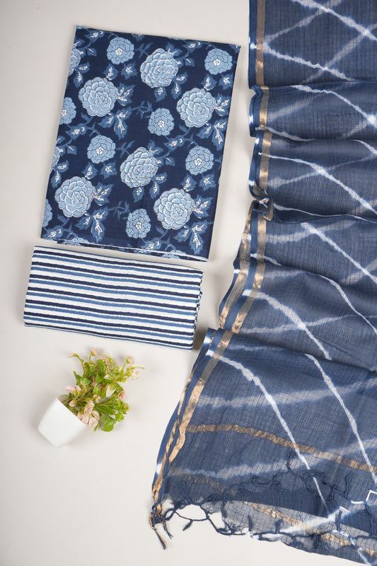 JAIPURI BLOCK PRINTED COTTON SUIT WITH KOTA DUPPATA (CKS57)