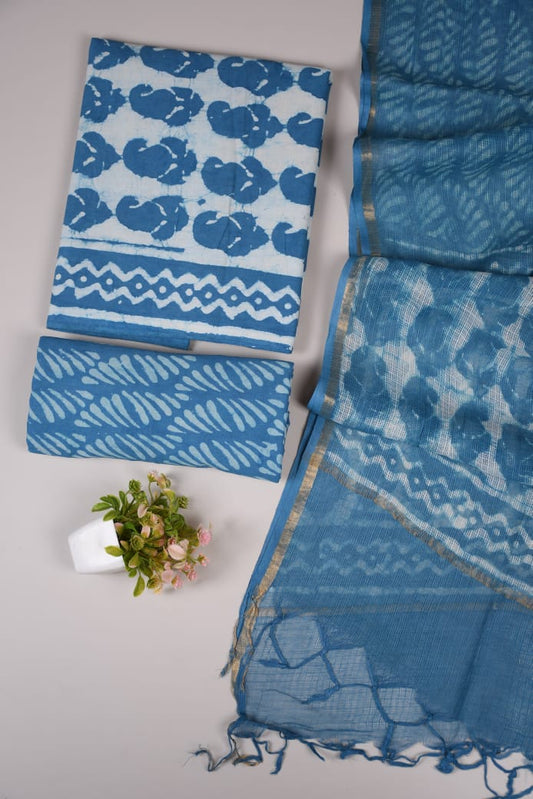 JAIPURI BLOCK PRINTED COTTON SUIT WITH KOTA DUPPATA (CKS60)