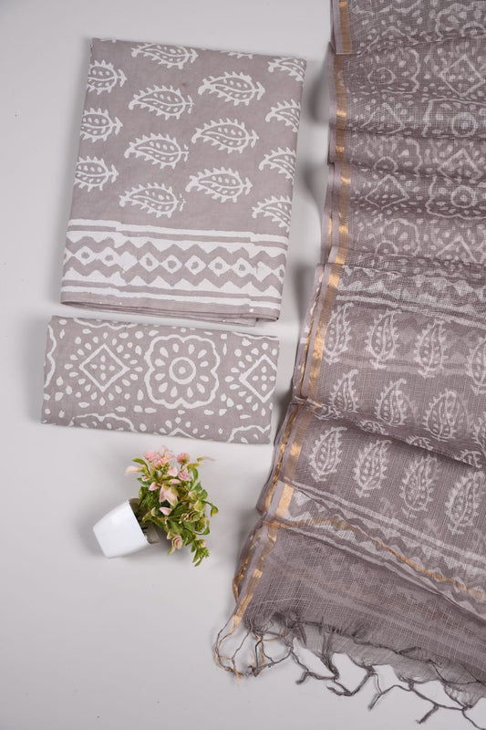 JAIPURI BLOCK PRINTED COTTON SUIT WITH KOTA DUPPATA (CKS61)