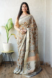 HAND BLOCK BAGRU PRINTED ART SILK CHANDERI SAREE WITH BLOUSE (CIH13)