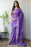 HAND BLOCK BAGRU PRINTED ART SILK CHANDERI SAREE WITH BLOUSE (CIH22)
