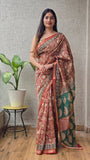 Jaipuri Hand Block Bagru Printed Maheshwari Silk Saree With Blouse (MSS8)
