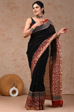 Jaipuri Hand Block Bagru Printed Maheshwari Silk Saree With Blouse (MSS71)