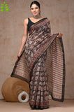 Jaipuri Hand Block Bagru Printed Maheshwari Silk Saree With Blouse (MSS72)