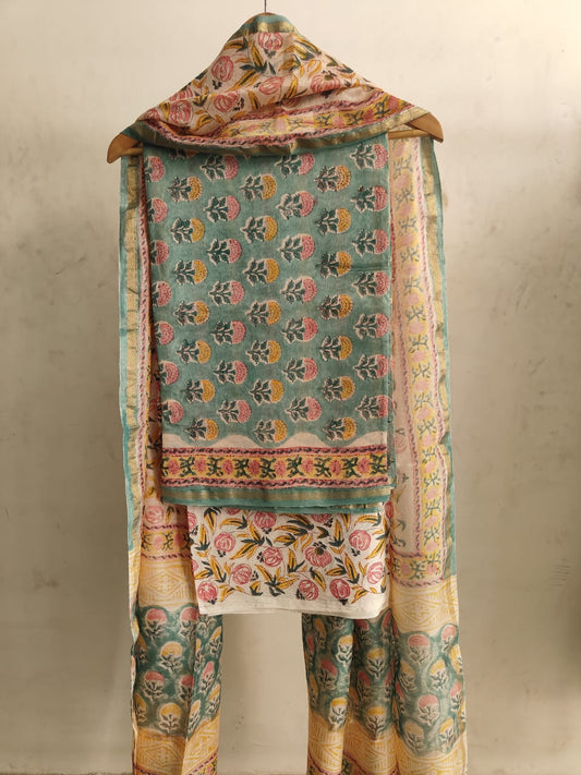 Jaipuri Block Printed Chanderi Silk Suits (CIN33)