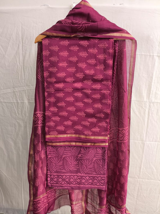 Jaipuri Block Printed Chanderi Silk Suits (CIN36)