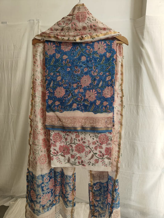 Jaipuri Block Printed Chanderi Silk Suits (CIN43)