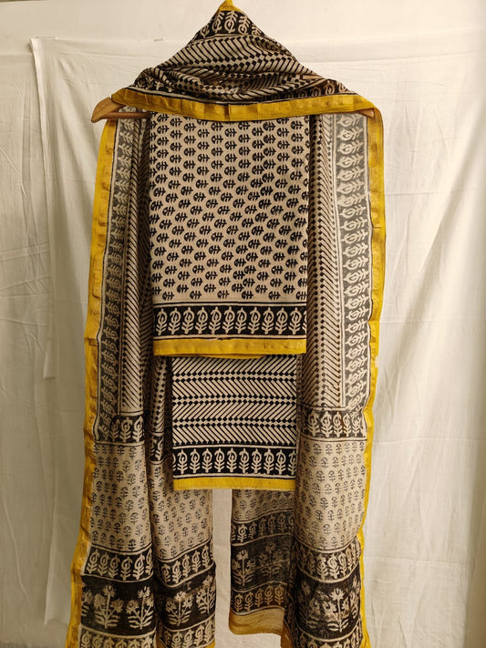 Jaipuri Block Printed Chanderi Silk Suits (CIN44)