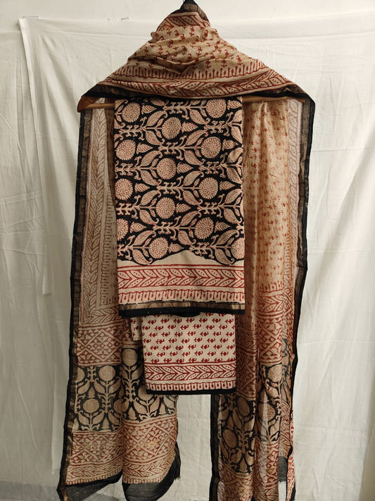 Jaipuri Block Printed Chanderi Silk Suits (CIN45)